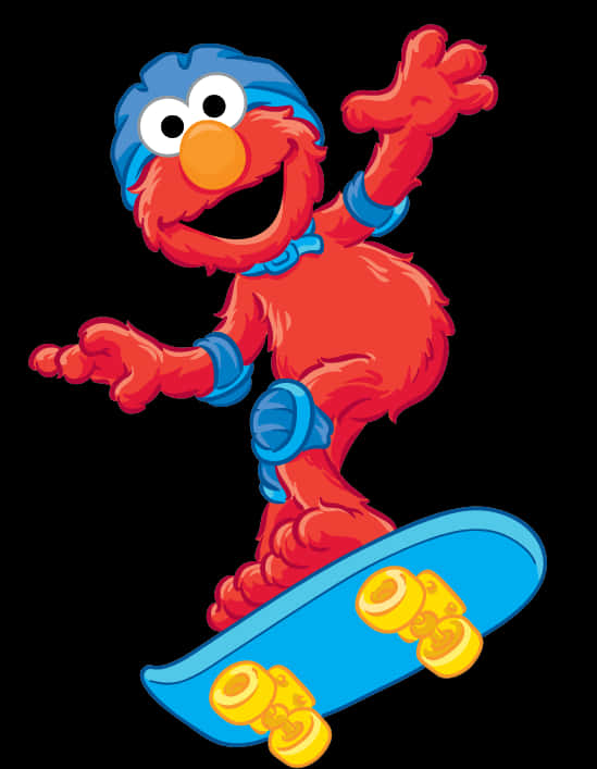 Elmo Skateboarding Fun PNG with transparent background
