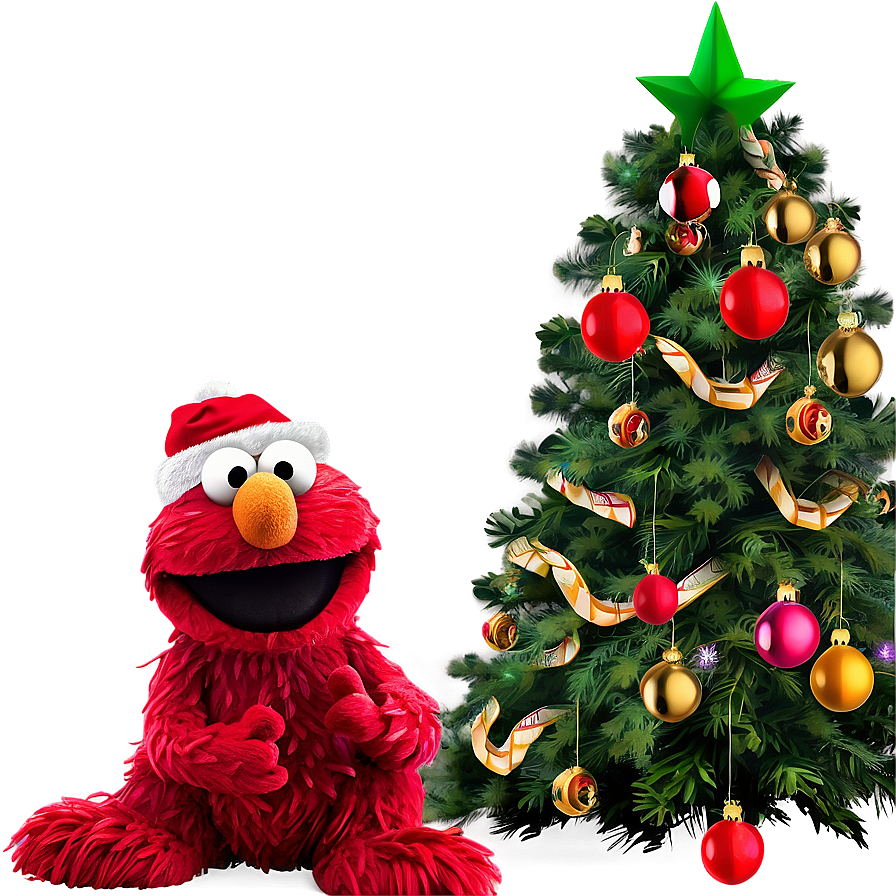 Elmo With Christmas Tree Png Sme48