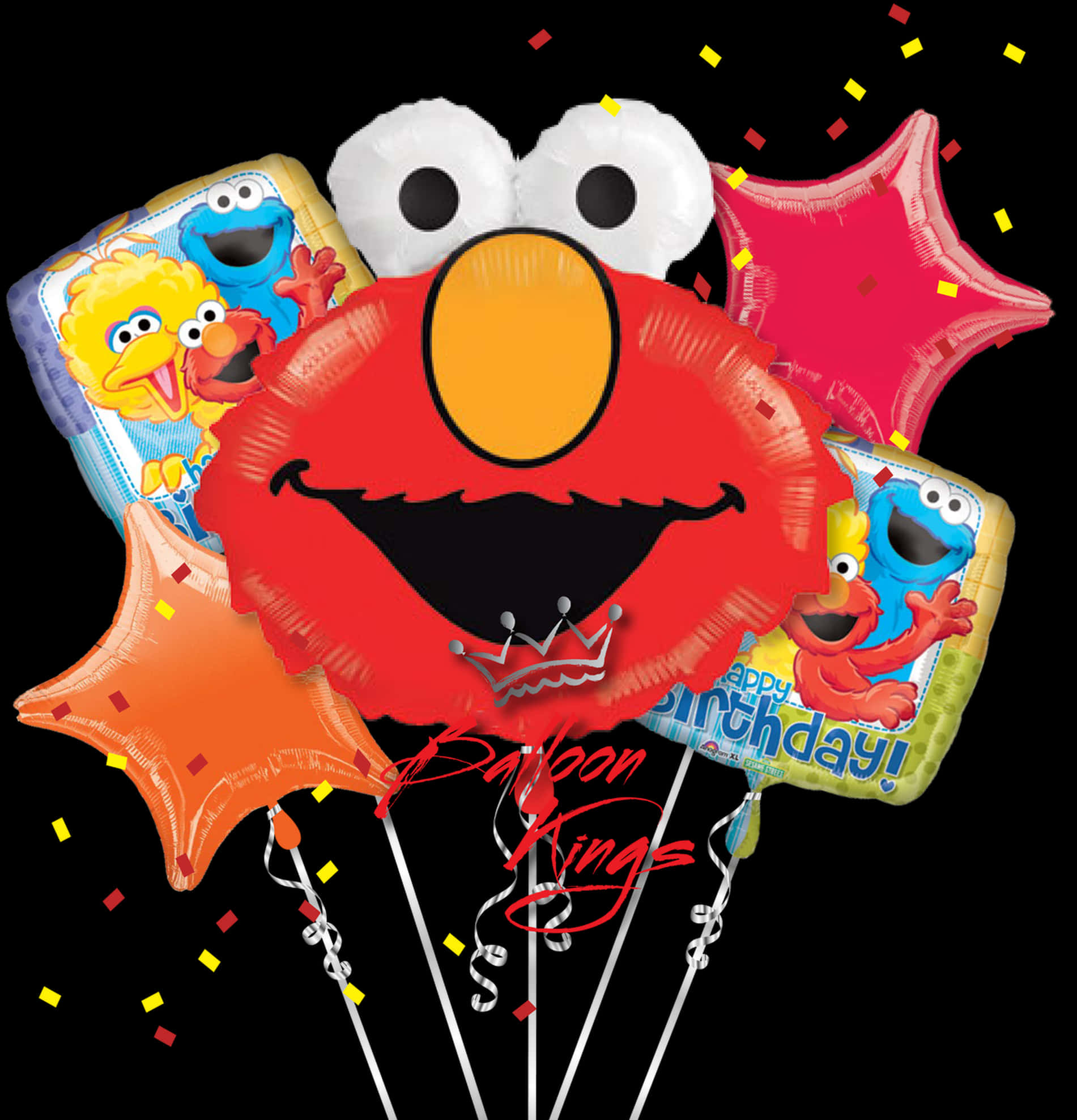 Elmoand Friends Birthday Balloons PNG with transparent background