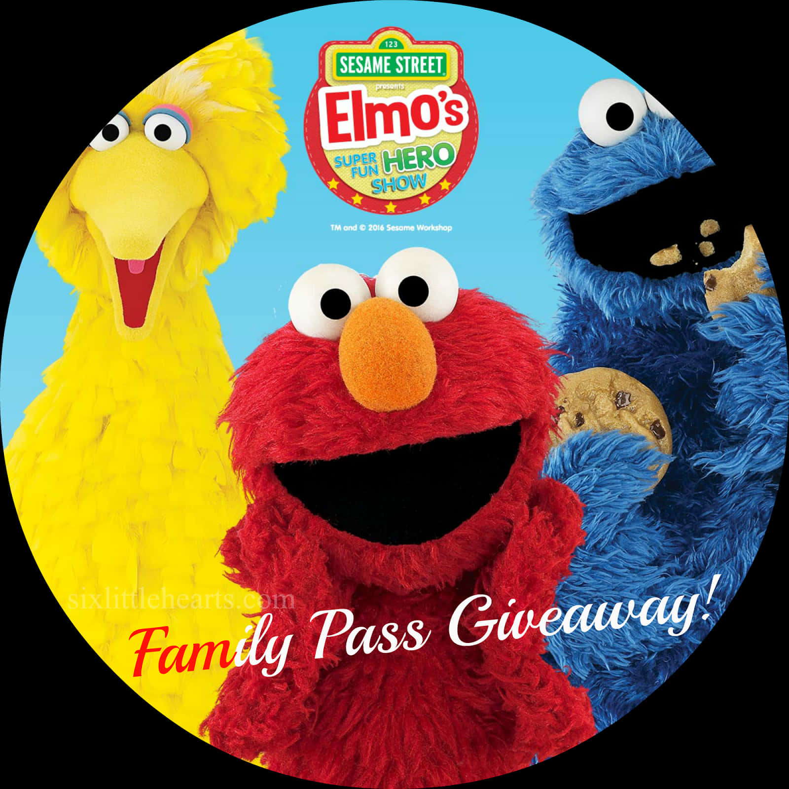Elmos Super Hero Fun Show Family Pass Giveaway PNG with transparent background