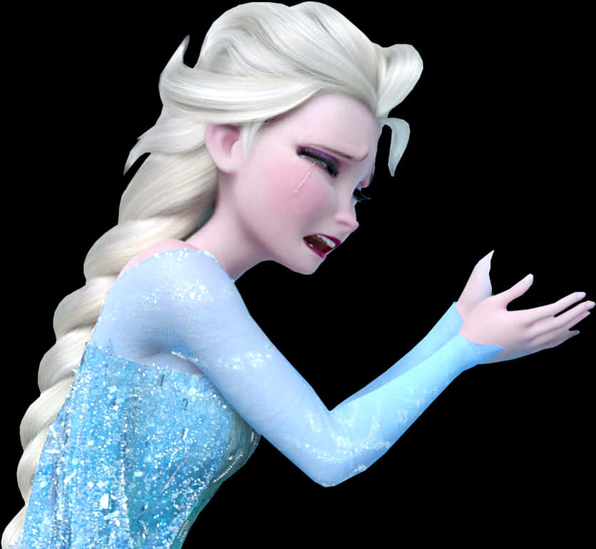 Elsa Crying Emotional Expression PNG with transparent background