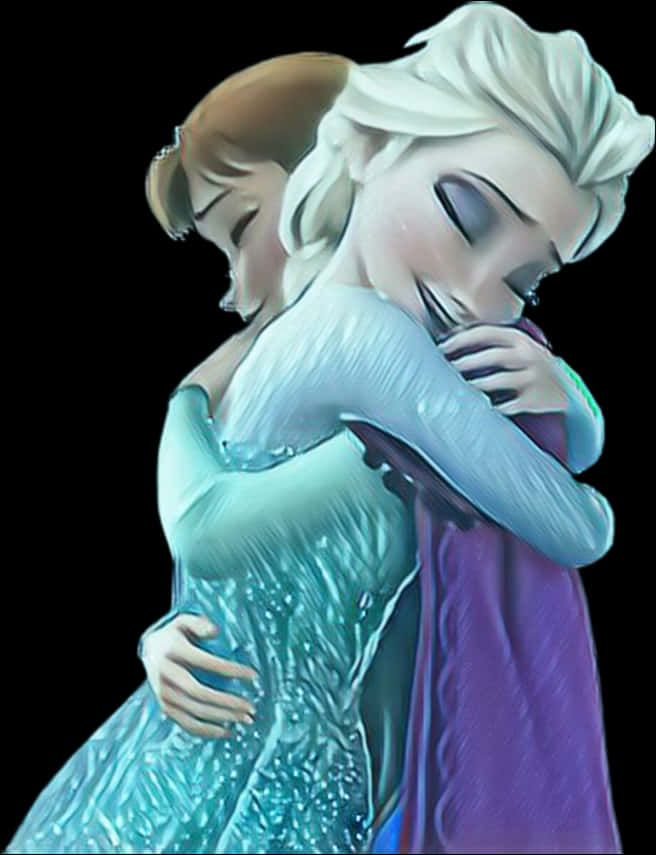 Elsaand Anna Embrace Frozen PNG with transparent background