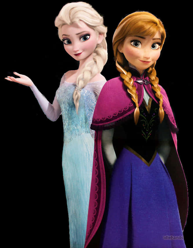 Elsaand Anna Frozen Sisters PNG with transparent background