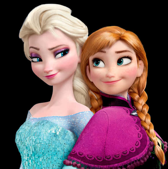Elsaand Anna Frozen Sisters PNG with transparent background