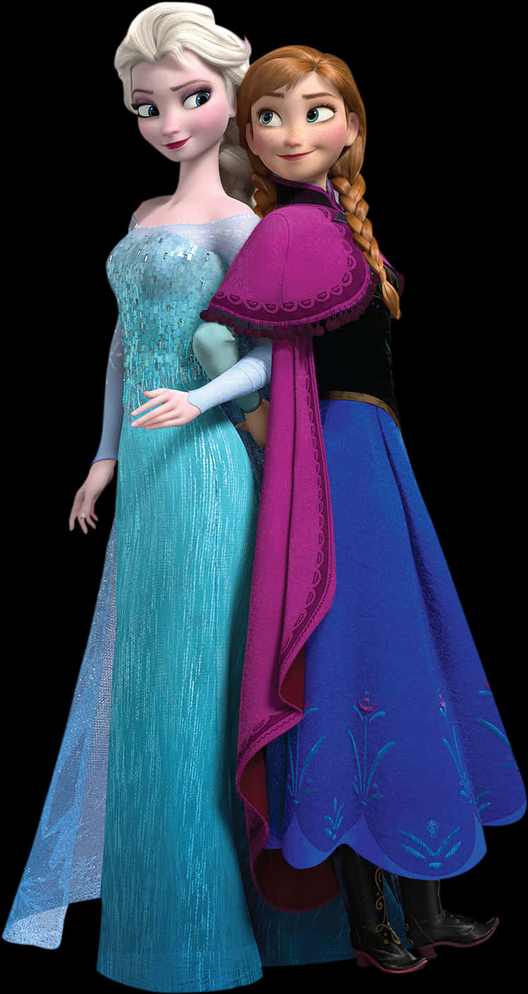 Elsaand Anna Frozen Sisters Pose PNG with transparent background