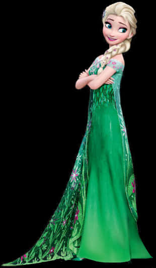 Elsain Green Gown Frozen