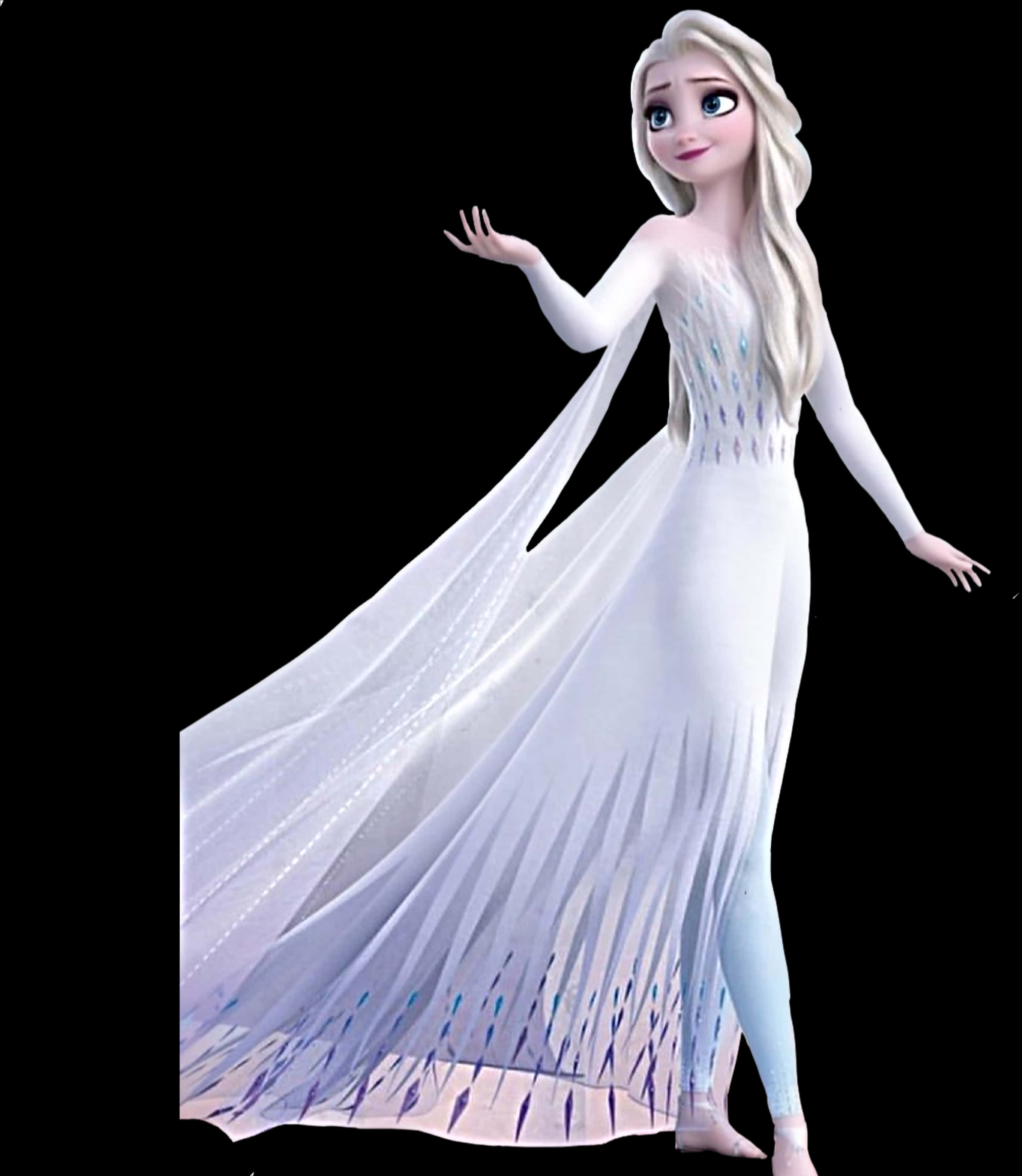 Elsain White Gown Frozen PNG with transparent background