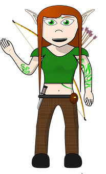 Elven Archer Cartoon Illustration