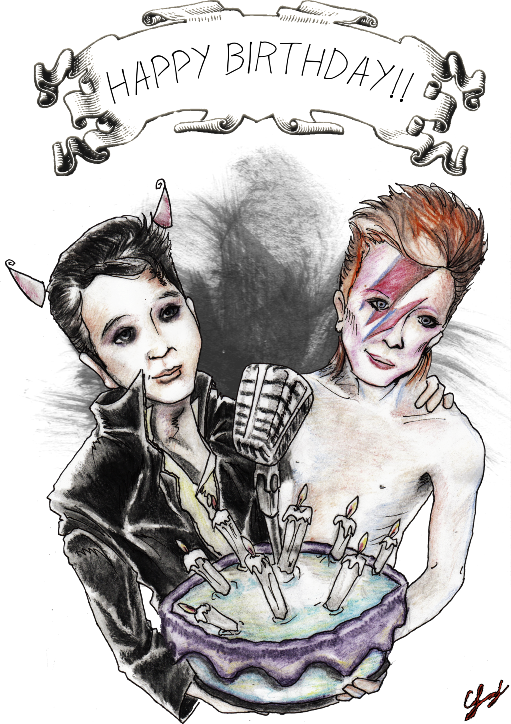 Happy Birthday Elvis Presley And David Bowie By Juanmaggot666 - Elvis Presley And David Bowie, HD Png Download PNG with transparent background