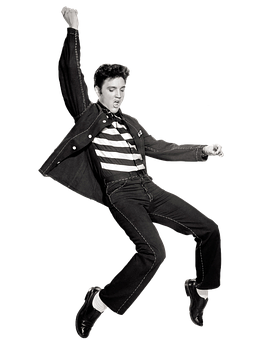 Elvis Presley Dancing Blackand White PNG with transparent background