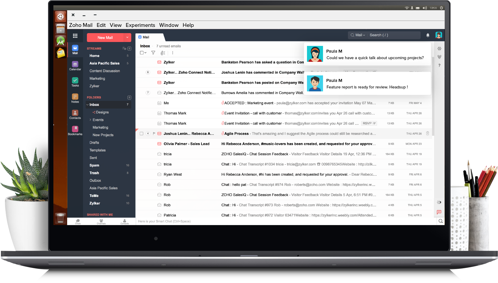 Email Client Interface Zoho Mail PNG image with a transparent background, free high-resolution download