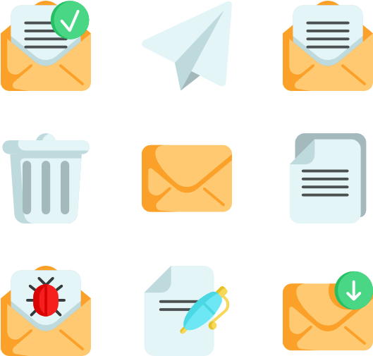 Email Communication Icons Set PNG image with a transparent background, free high-resolution download