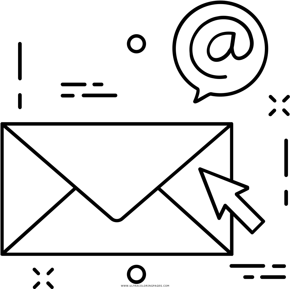Email Marketing Coloring Page - Envelope Black And White, HD Png Download PNG with transparent background
