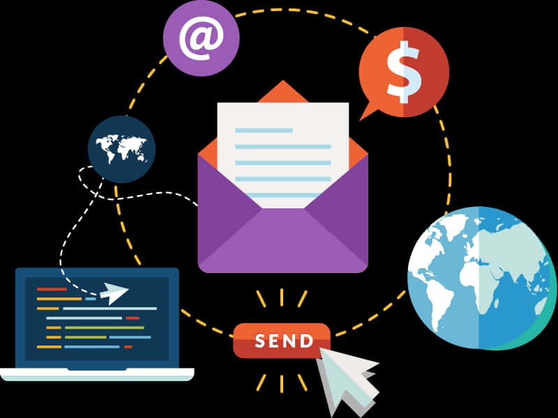 Email Marketing Concept Illustration PNG with transparent background