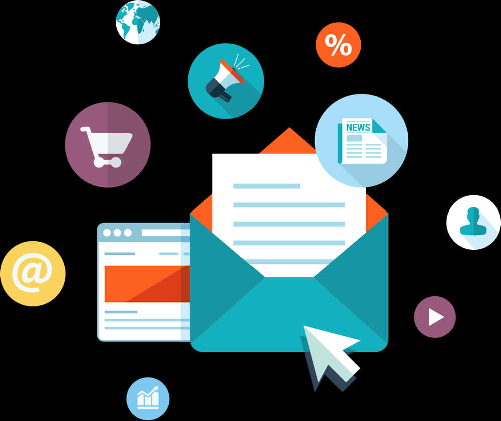 Email Marketing Concept Illustration PNG with transparent background