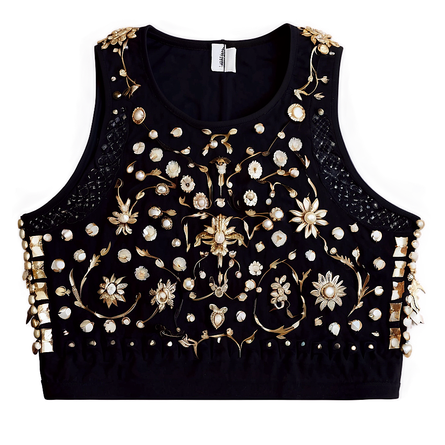 Embellished Black Tank Top Png 06282024