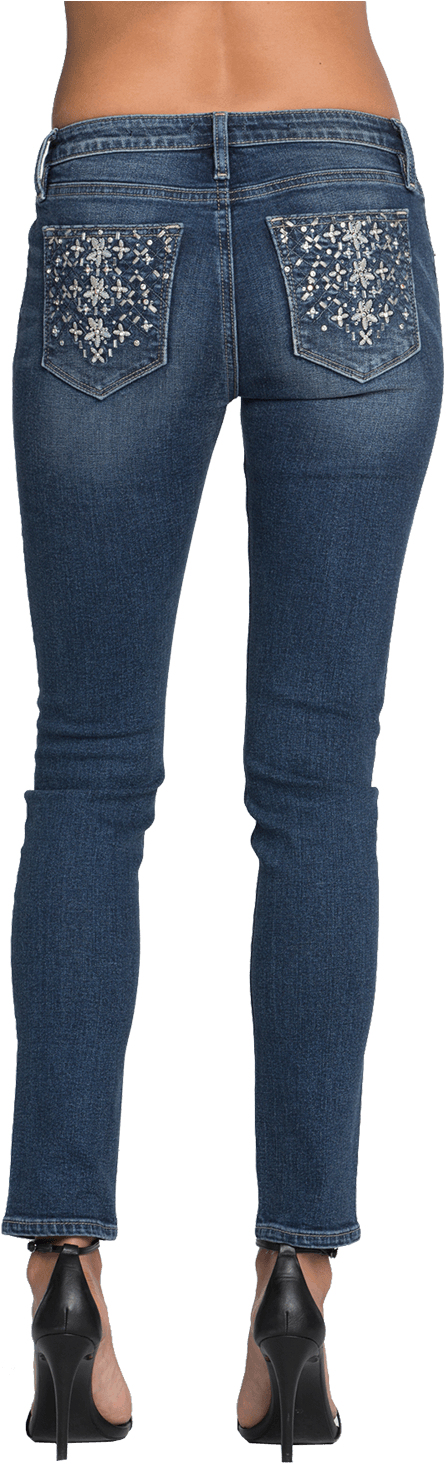 Miss Me Women's Flower Pocket Skinny Jean - Grace Skinny Jeans Dark Indigo Blue, HD Png Download PNG image with a transparent background, free high-resolution download