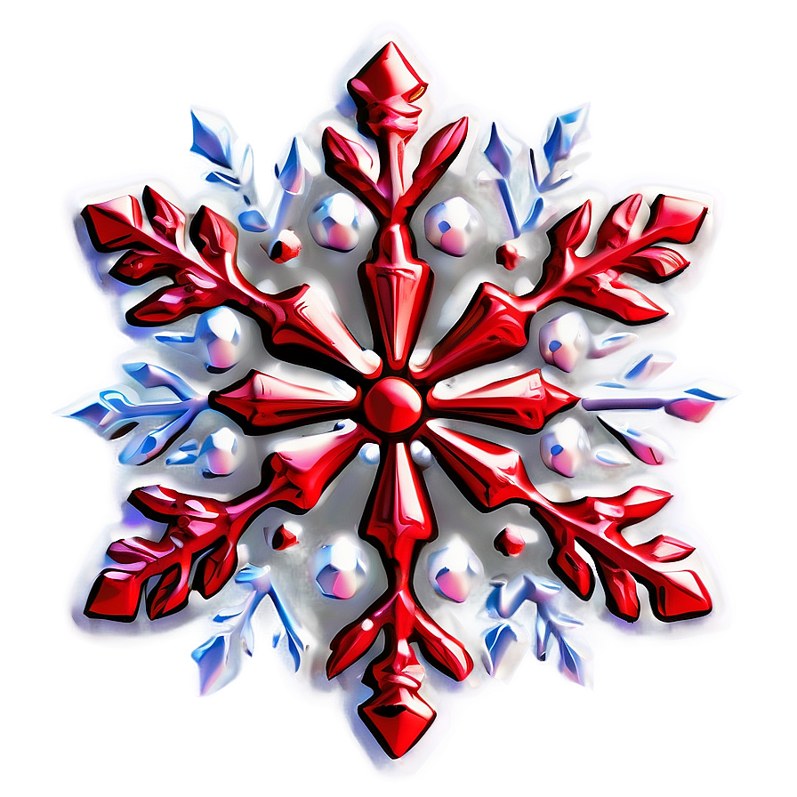 Embossed Red Snowflake Png 58