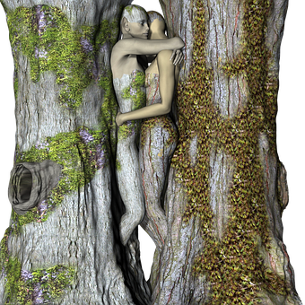 Embracing Nature Sculpture PNG with transparent background