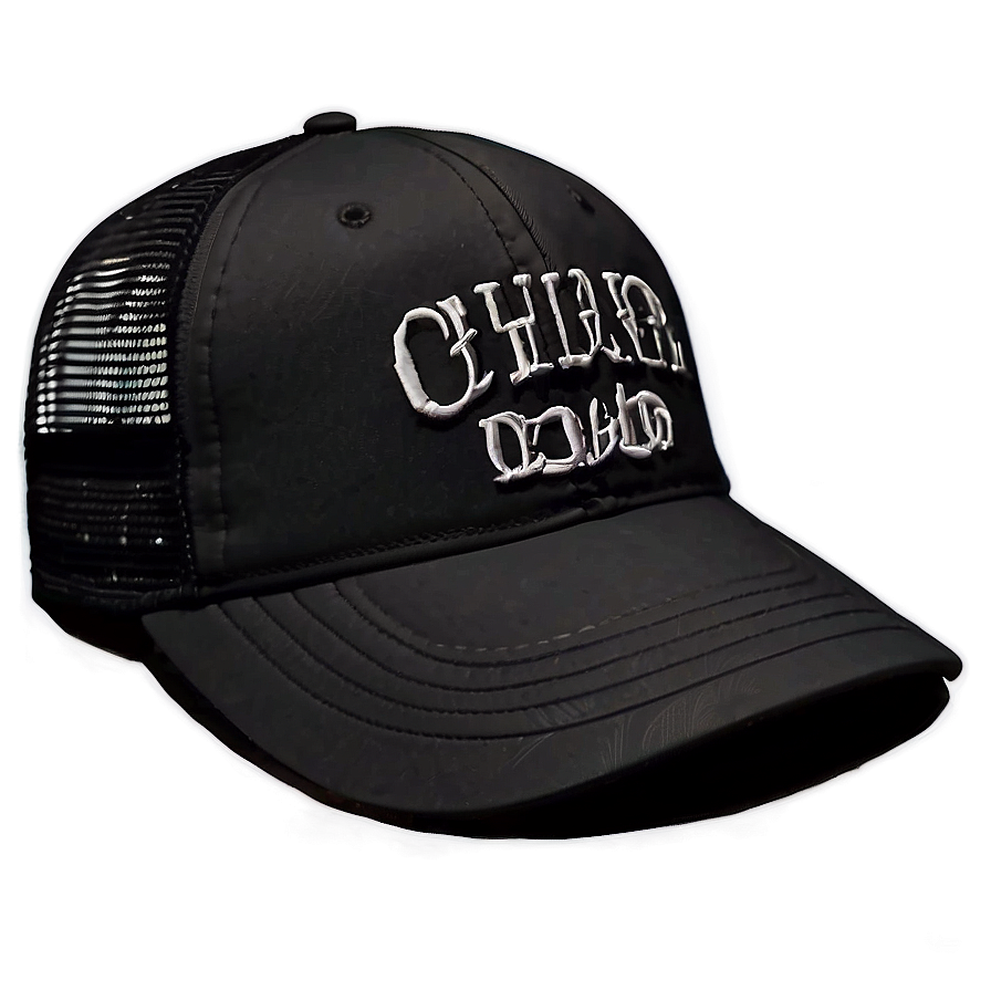 Embroidered Black Trucker Hat Png 06282024