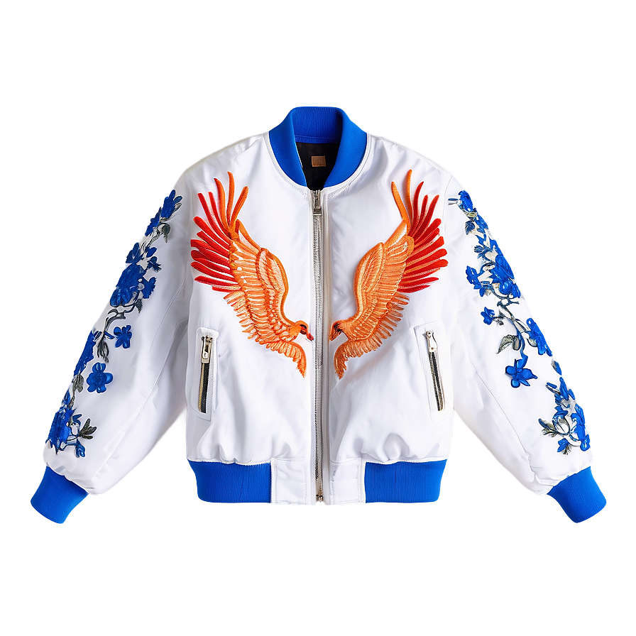 Embroidered Bomber Jacket Detailed Png Omm28