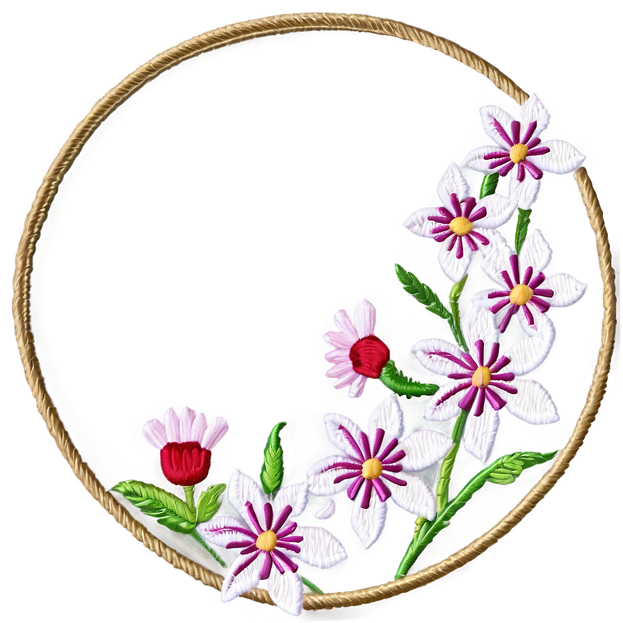 Embroidered Flower Circle Png 58