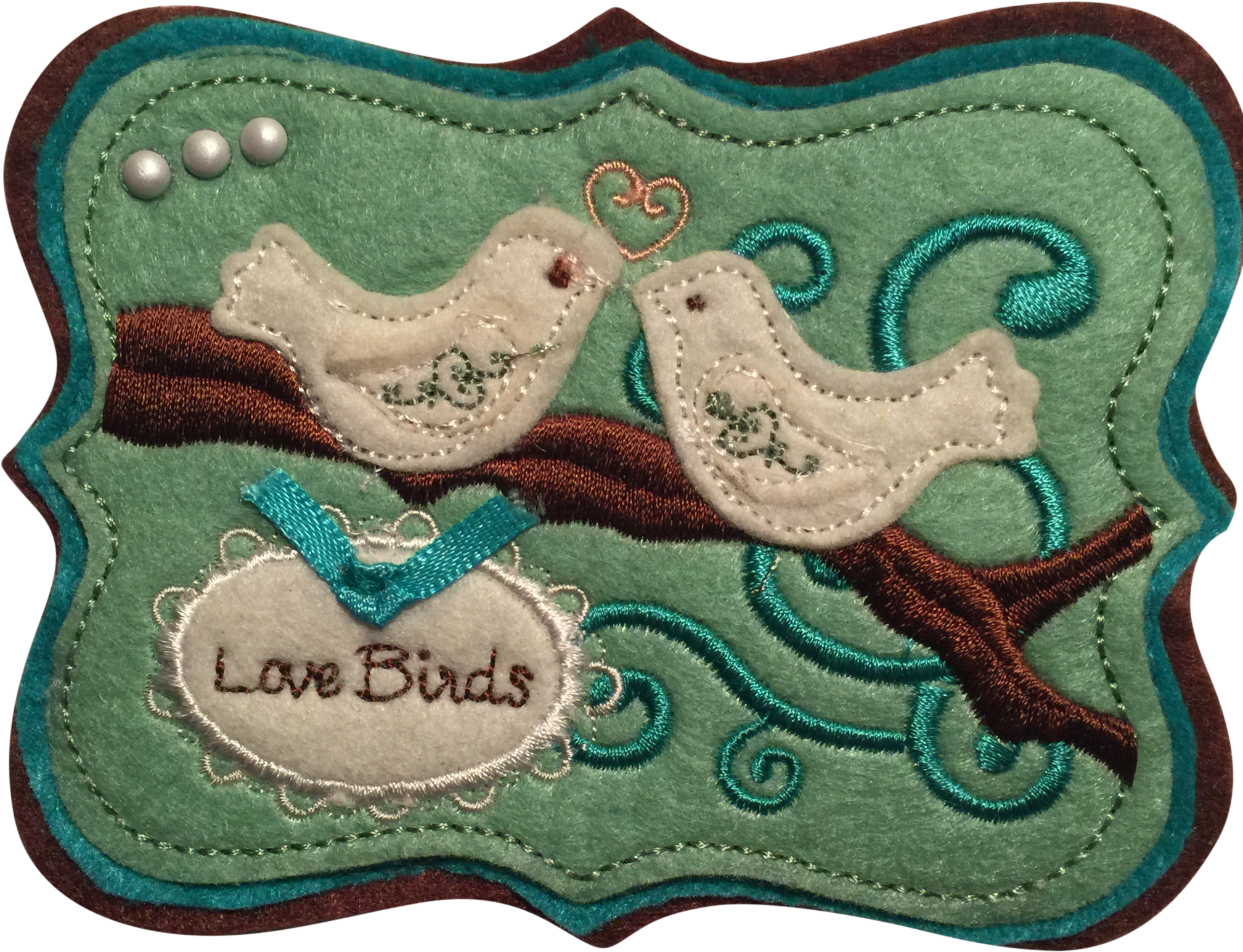 Embroidered Love Birds Artwork