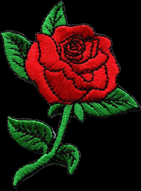 Embroidered Red Rose Patch