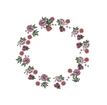 Embroidered Rose Wreath Design PNG with transparent background