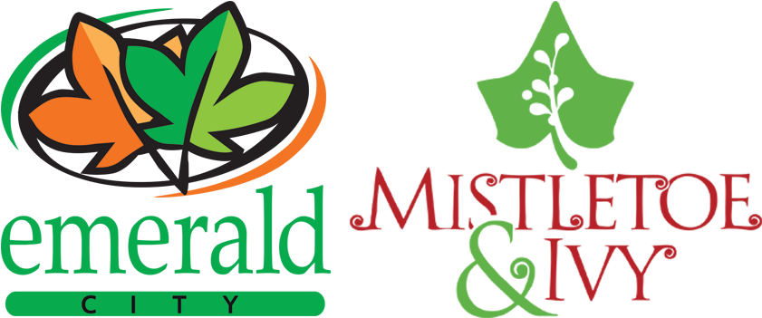 Emerald City Mistletoeand Ivy Logos