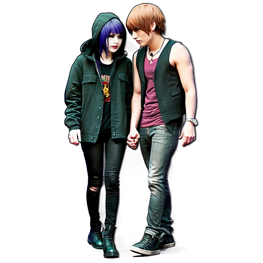 Emo Couple Art PNG eci PNG with transparent background