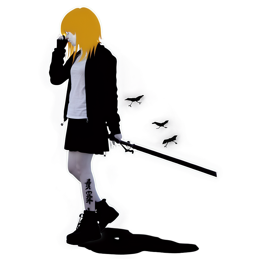 Emo Girl Silhouette PNG rcv PNG with transparent background