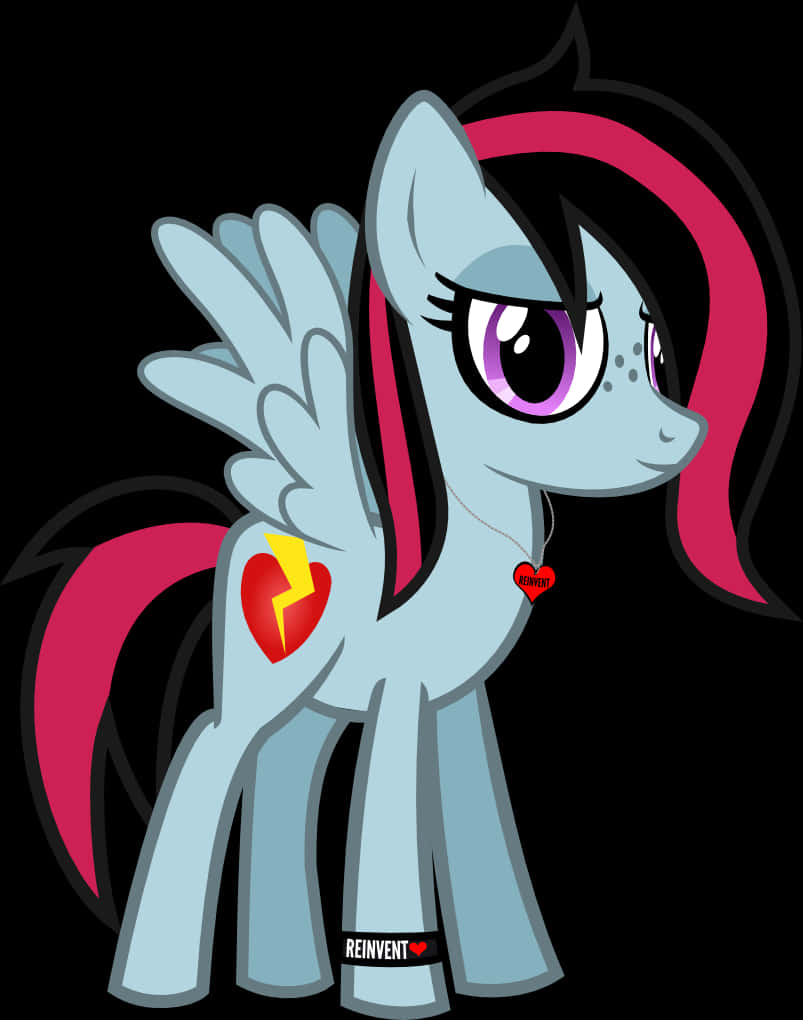 Emo Pegasus Cartoon Character PNG image with a transparent background, free high-resolution download