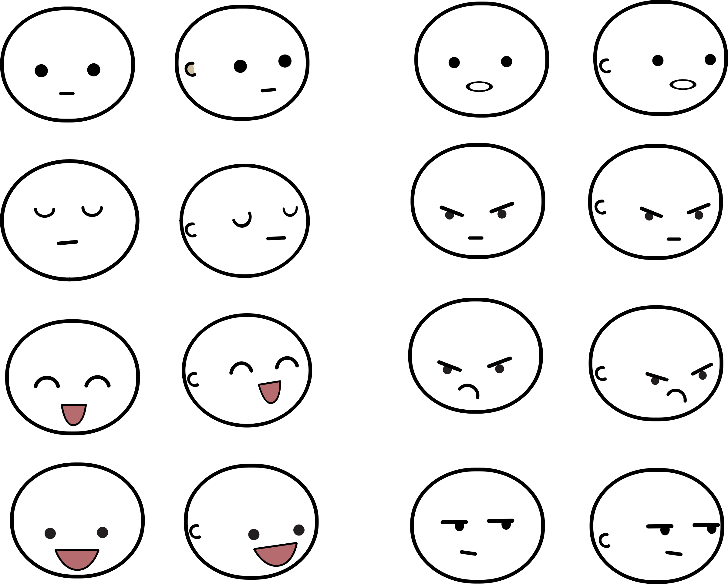 Mix And Match Facial Expressions Clip Arts - Black And White Facial Expression Clipart, HD Png Download PNG with transparent background