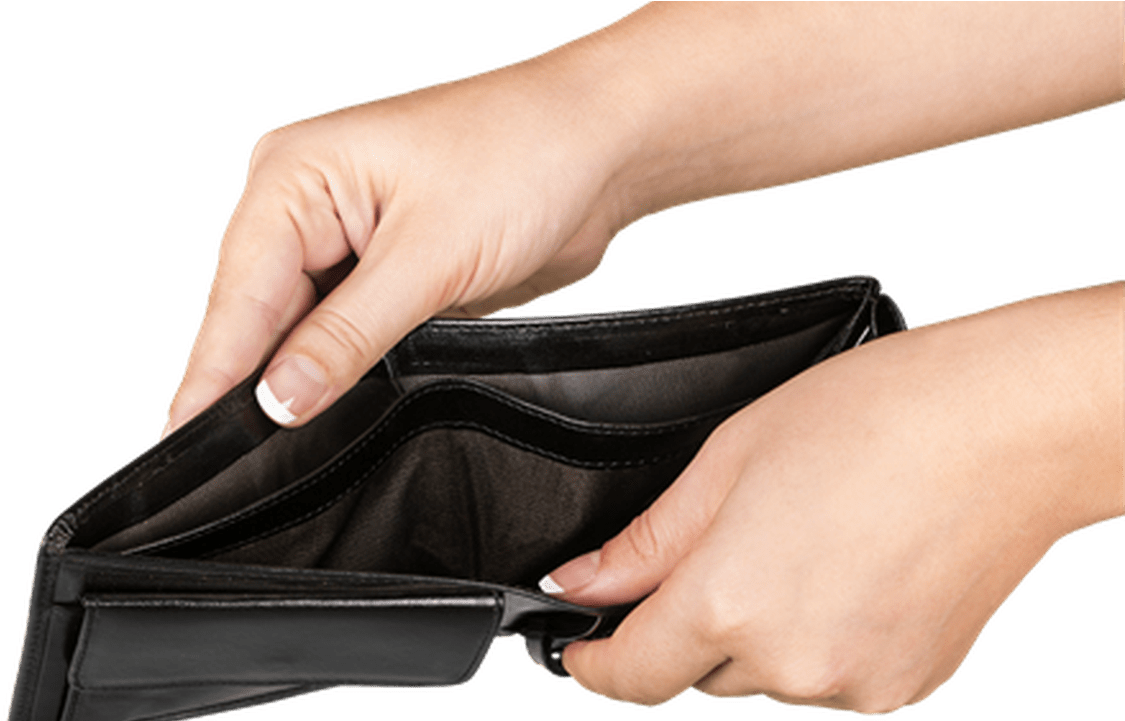 Empty Black Leather Wallet Held Open