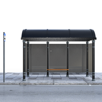 Empty Bus Stop Night Scene PNG with transparent background