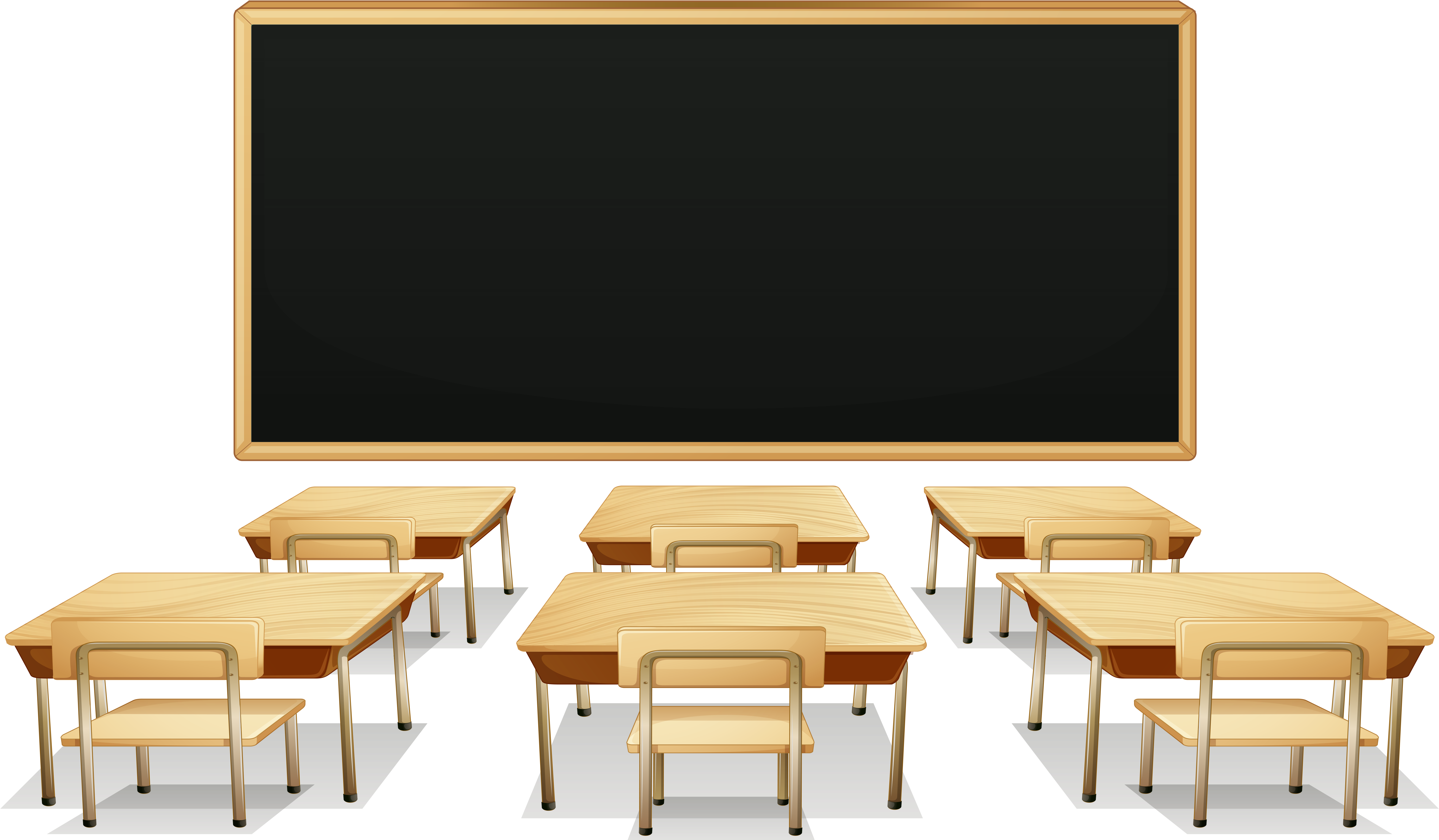 School Classroom With Blackboard And Desks Png Clipart - Classroom Backgrounds For Powerpoint, Transparent Png PNG with transparent background