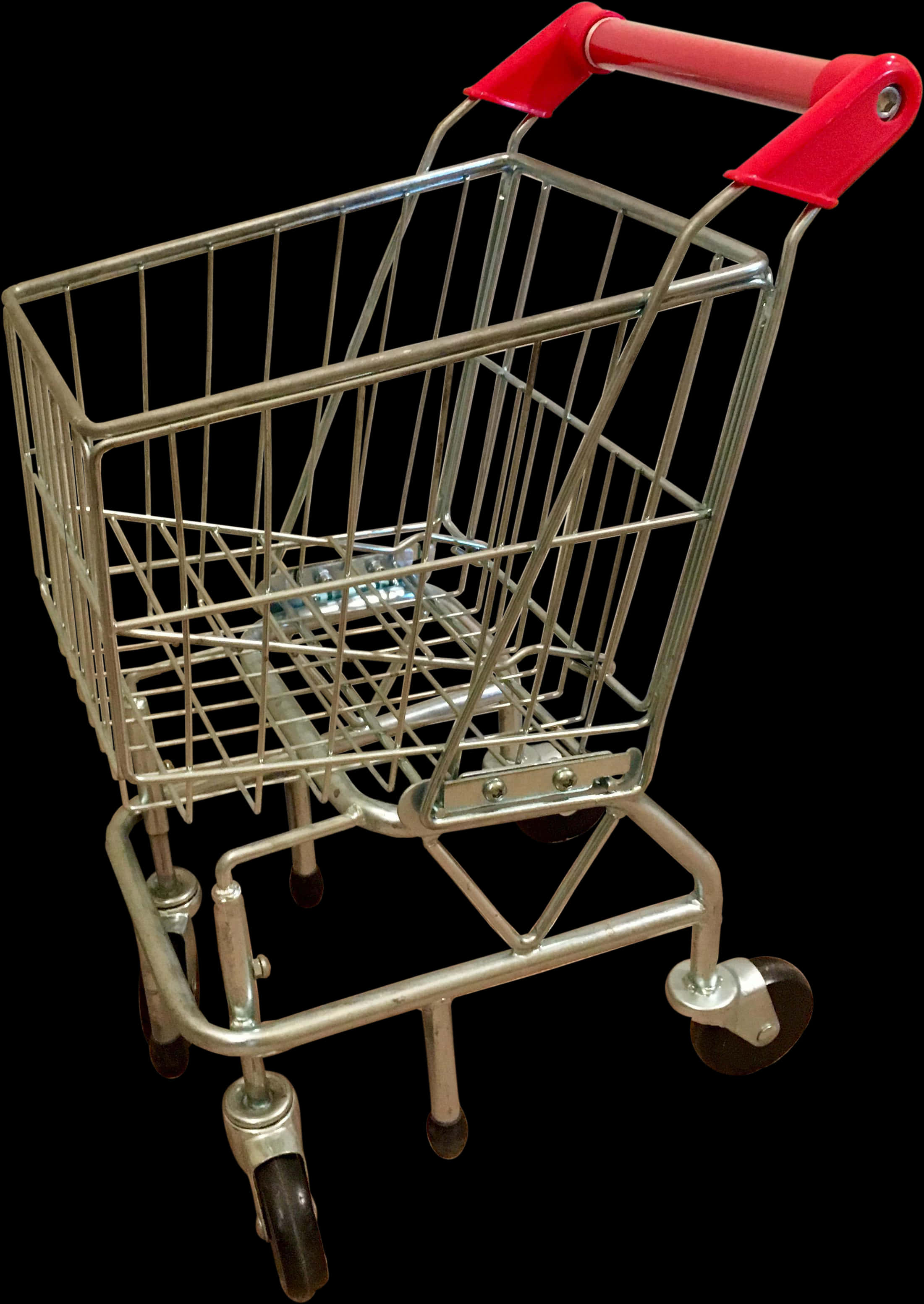 Empty Metal Shopping Cart Black Background