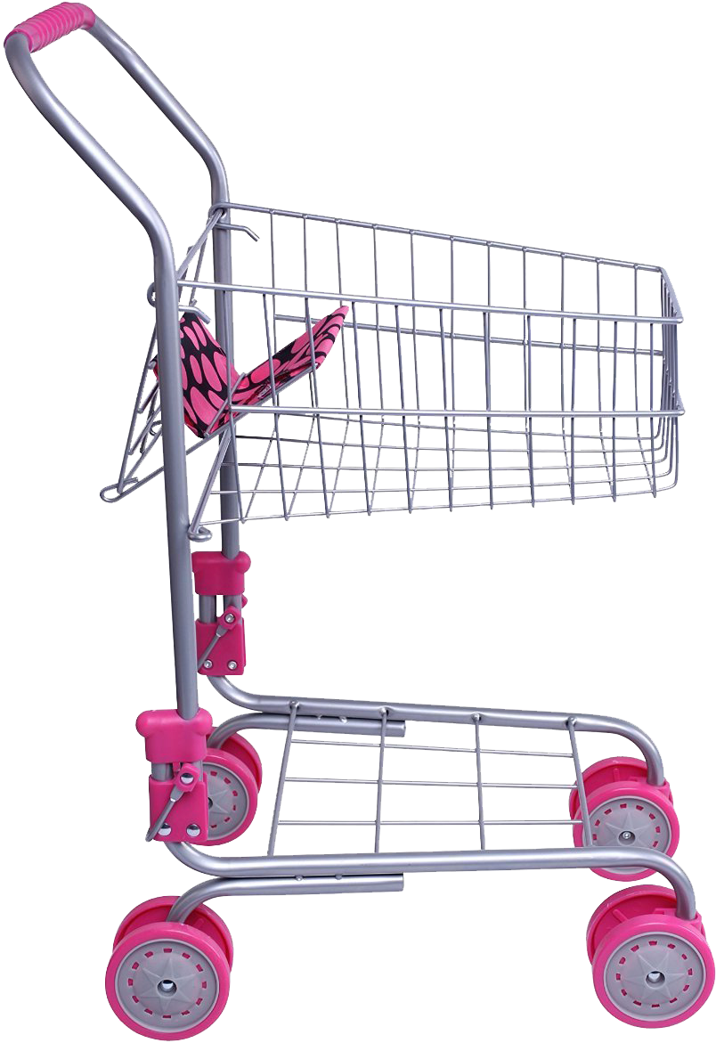 Empty Shopping Cartwith Pink Accents PNG with transparent background