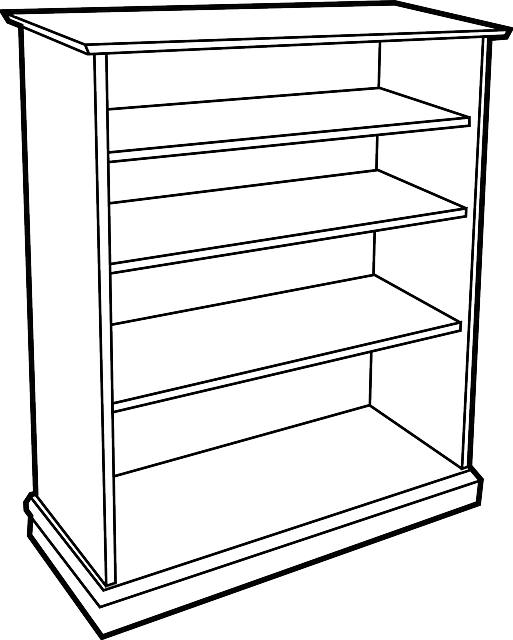 Empty Wooden Bookshelf Sketch