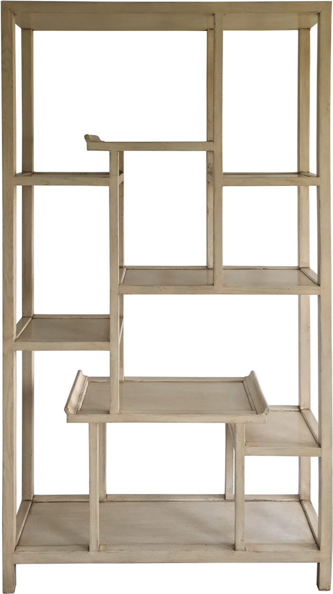 Empty Wooden Bookshelf Structure