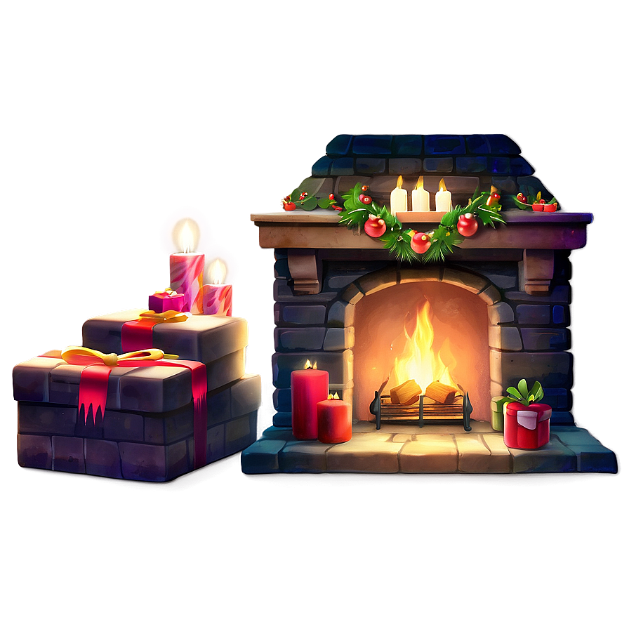 Enchanted Christmas Fireplace Scene Png 06262024