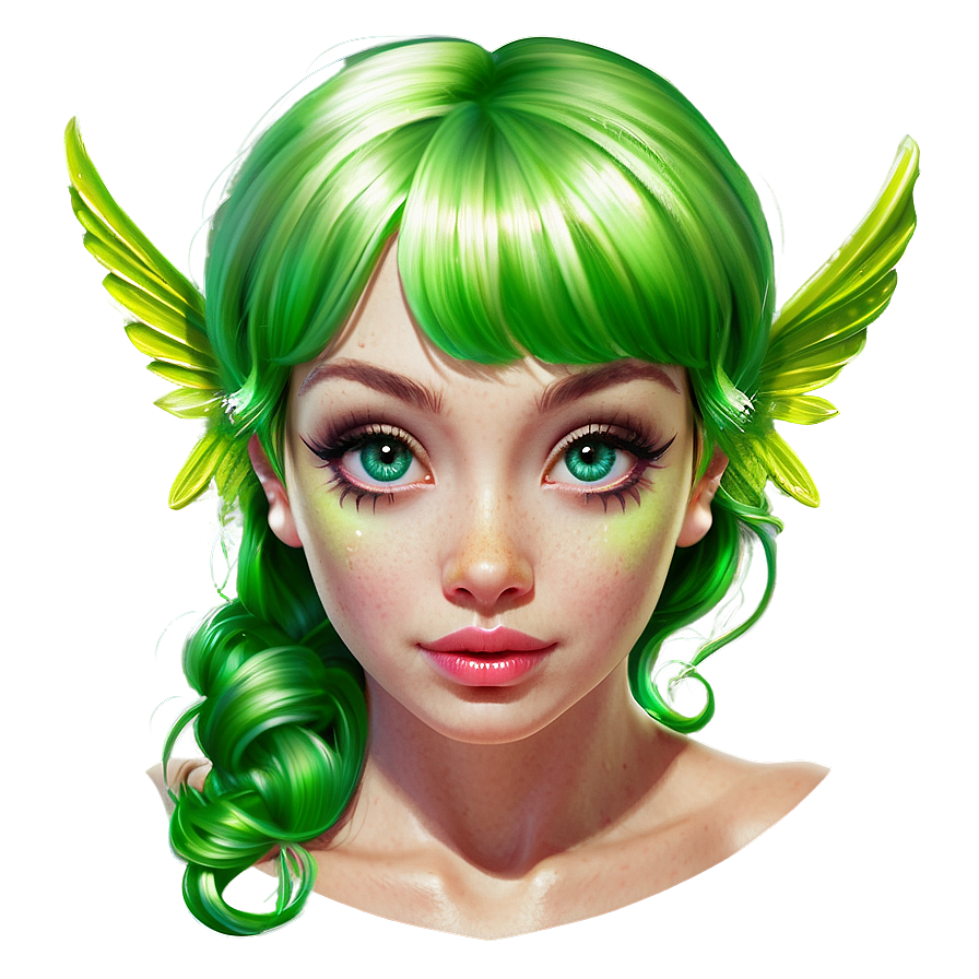 Enchanted Green Hair Fairy Png Qfu