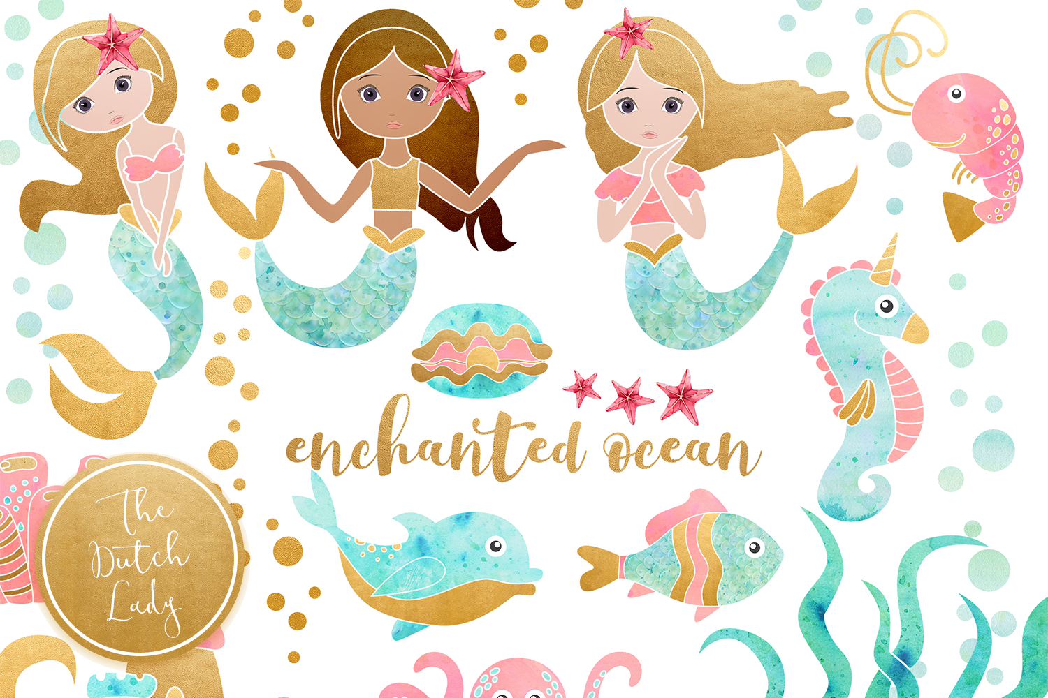 Enchanted_ Ocean_ Mermaid_ Clipart_ Set