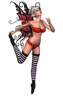 Enchanting Striped Fairy PNG with transparent background