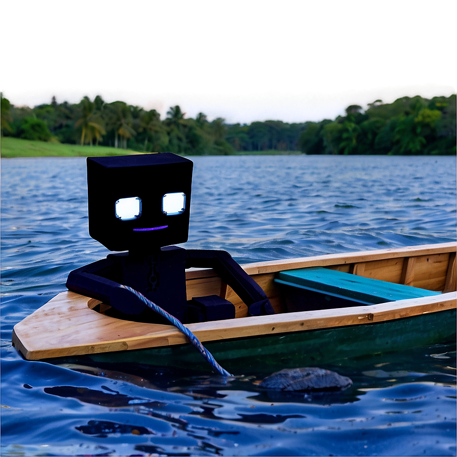 Enderman In Boat Sailing Png Jys