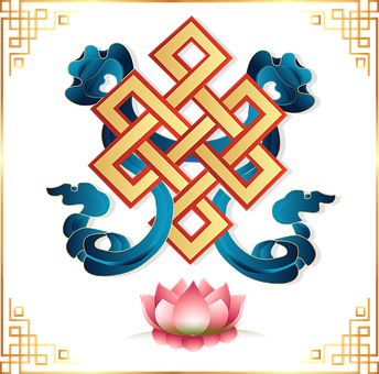 Endless Knot Lotus Vector Art PNG with transparent background