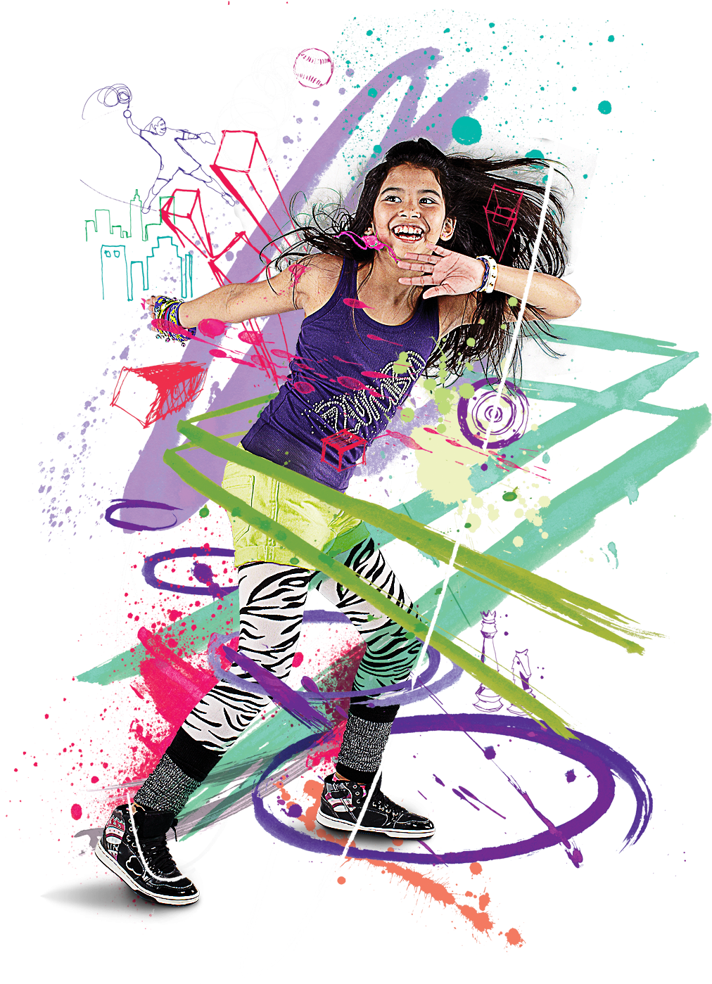 Energetic Zumba Dancer Artistic Backdrop