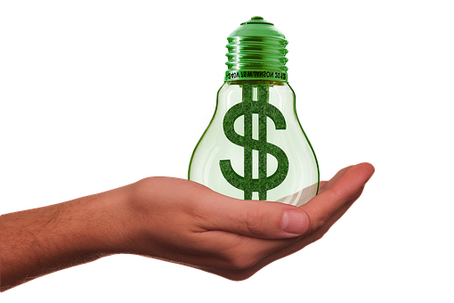 Energy Cost Concept Lightbulb PNG with transparent background