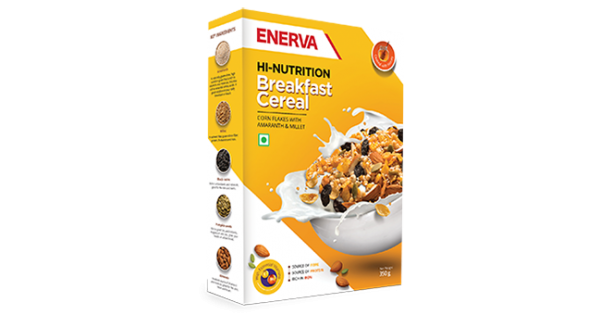 Enerva Hi Nutrition Breakfast Cereal Box PNG image with a transparent background, free high-resolution download